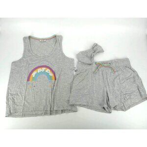 Wildfox Women's 3 Piece Gray Pajama Set Medium NWT $136